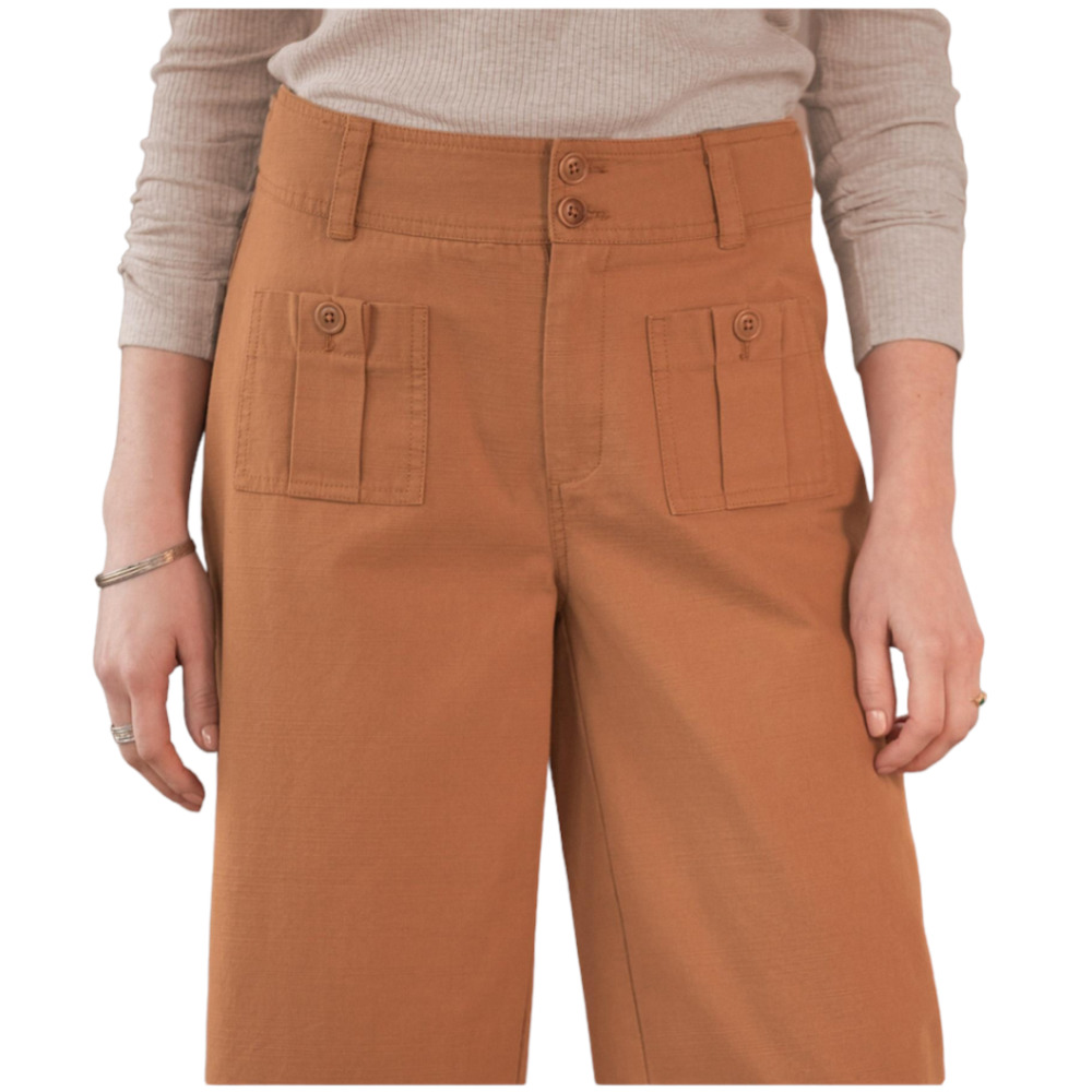 Sundance Voyager Trouser Pant Sailor Pockets Size 10 Wide Leg High Rise Dark Tan - Picture 3 of 11